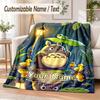 My Neighbor Totoro Custom Name Flannel Throw Blanket Soft Warm for Sofa Bed Indoor Home Use