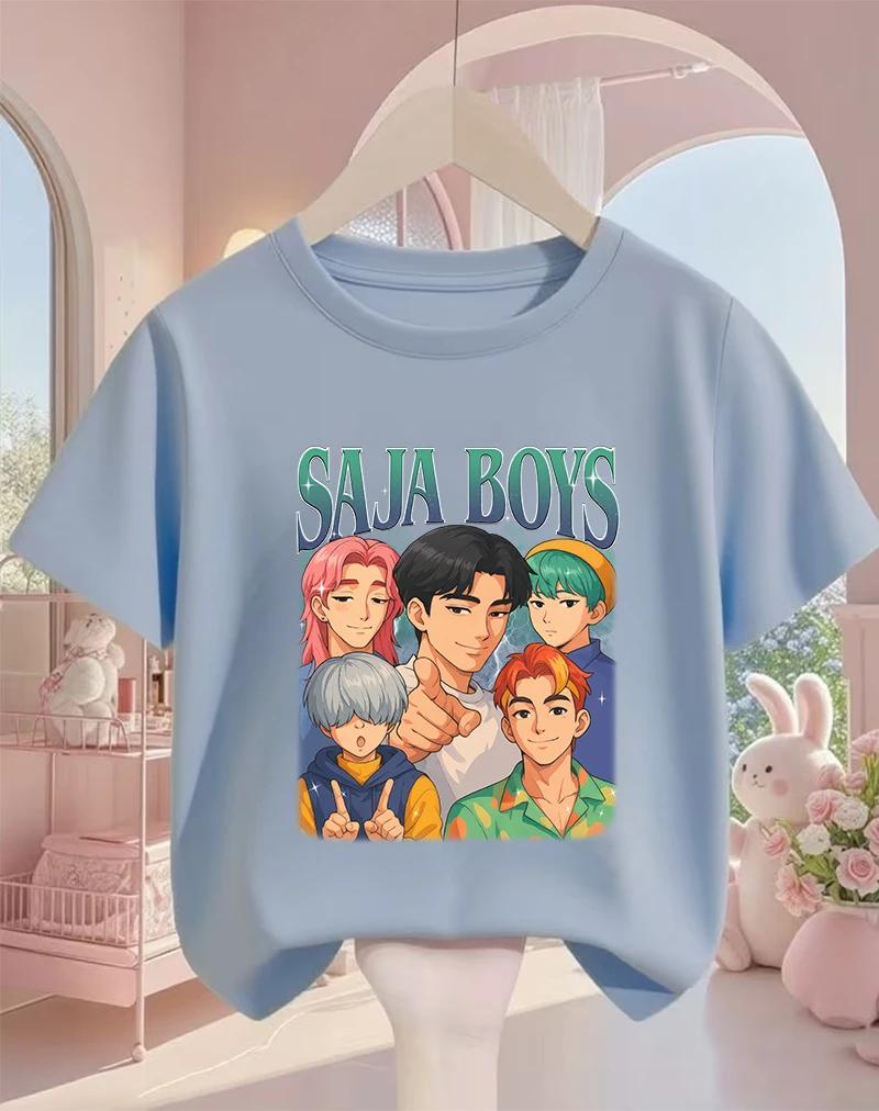Summer Crew Neck T Shirt Kpop Demon Hunters Cartoon Street Fashion Casual Daily Wear Kids Boys Girls 3 14 Years