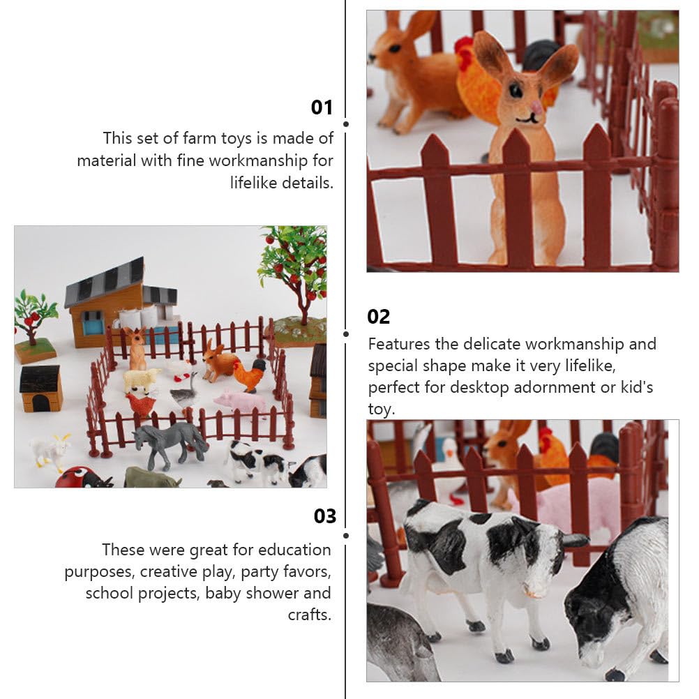 DEARMAMY Set of Farm Animal Model Realistic Miniature Livestock Farm Scene Decorative Birthday 1 Piece 28-Piece Figures, Collection, Figures, Gifts,