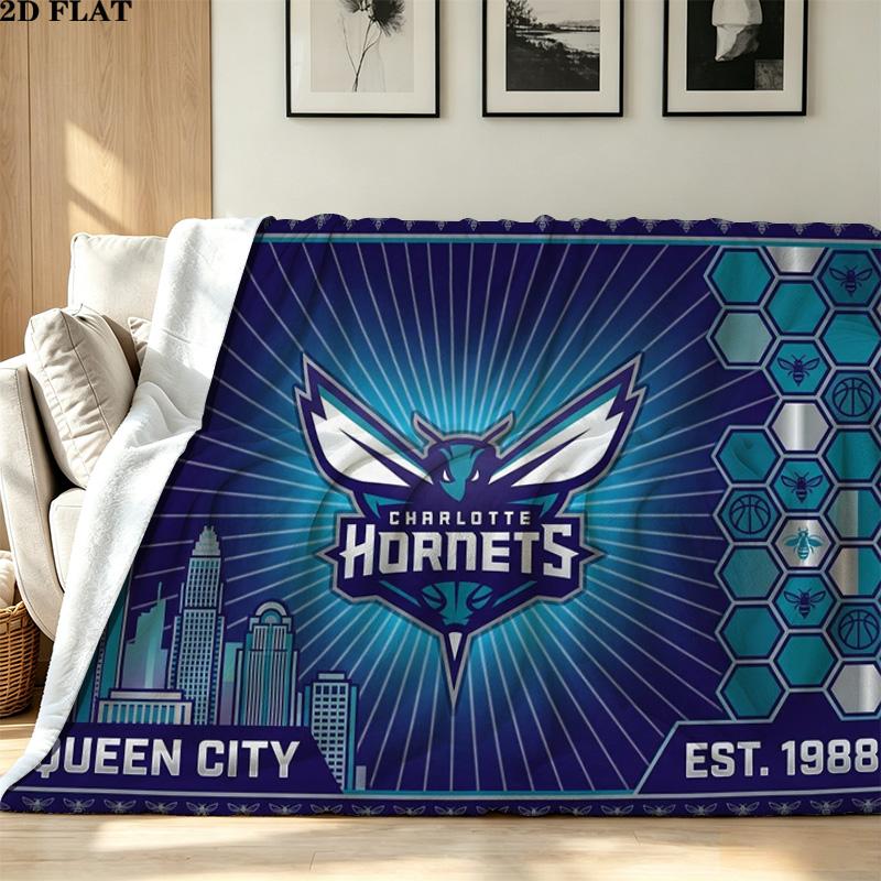 Charlotte Hornets Print Flannel Blanket High Quality Warm Comfortable Cover for All Seasons Perfect for Gifts Home Decor