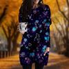 Новинка осени Неоновый принт Love Plus Size Dress Женские повседневные платья с круглым вырезом и длинными рукавами с карманами