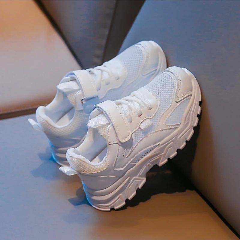 2024 Детские кроссовки для мальчиков, весна-осень, сетчатые универсальные белые кроссовки для детей и девочек, модная массивная спортивная обувь для малышей