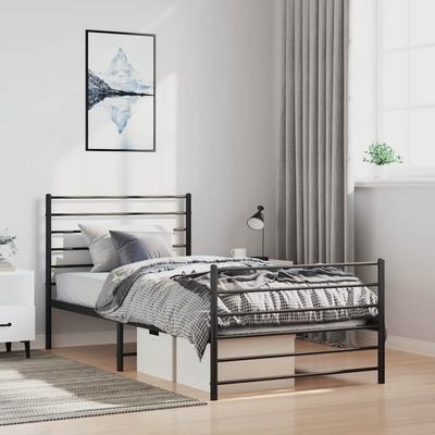 Vidaxl Металлическая Рама Кровати С Изголовьем И Изножьем, Черная, 100X190См