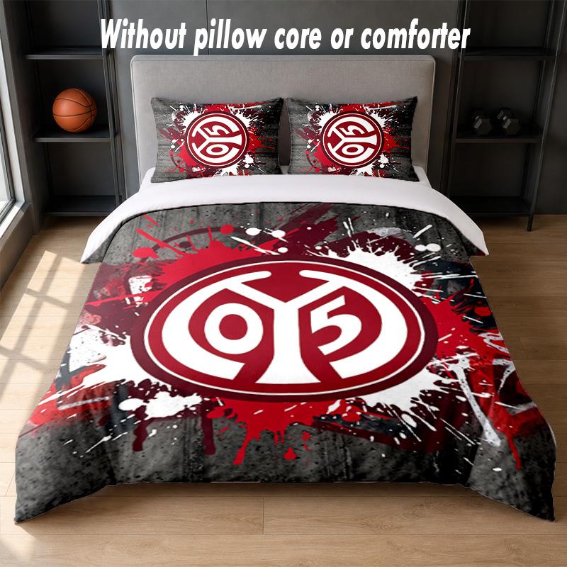 Mainz FC Design Bed Bedding Set 1 Duvet Cover + 2 Pillowcases Soft Breathable Household Bed Linens