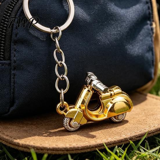 Zinc Alloy Keychain Pendant Motorcycle Charm Key Chain with Multi-color Buckle Retro Electric Donkey Scooter Design Holder Vintage Style