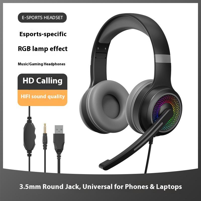Наголовная киберспортивная игровая USB-проводная гарнитура с RGB-магическим световым эффектом