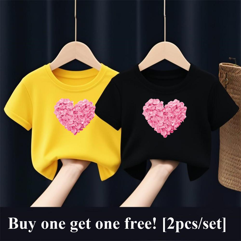 Девочки Мода Лето Лучшие Друзья Футболка 2шт/Комплект Сердце Цветок Футболки Рубашка Короткий Рукав Сестра Парный Наряд Детские Топы