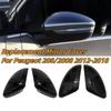 2Pcs Black/Carbon Look Replacement Car Side Door Rearview Mirror Cover Trims For Peugeot 208 / 2008 2012-2018 Rear View Case