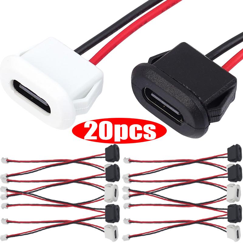 20/10/4/2pcs Type C Charger Plug Socket Connector Jack Female USB-C with Card Buckle 3A High Current Fast Charging Jack Port