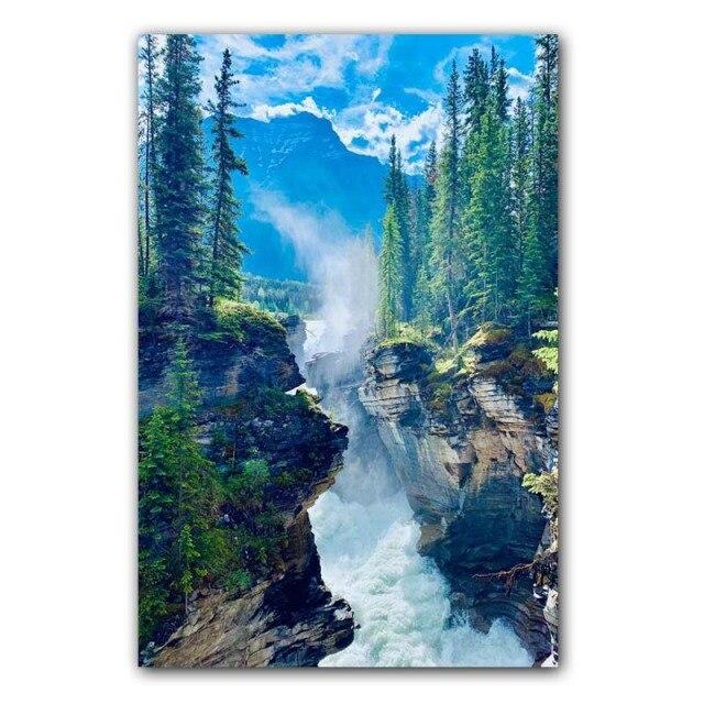 Пейзаж Картина Маслом Лес Водопад Река Красивая Природа Пейзажи Холст Картина Офис Коридор Украшение Дома Фреска Без Рамки
