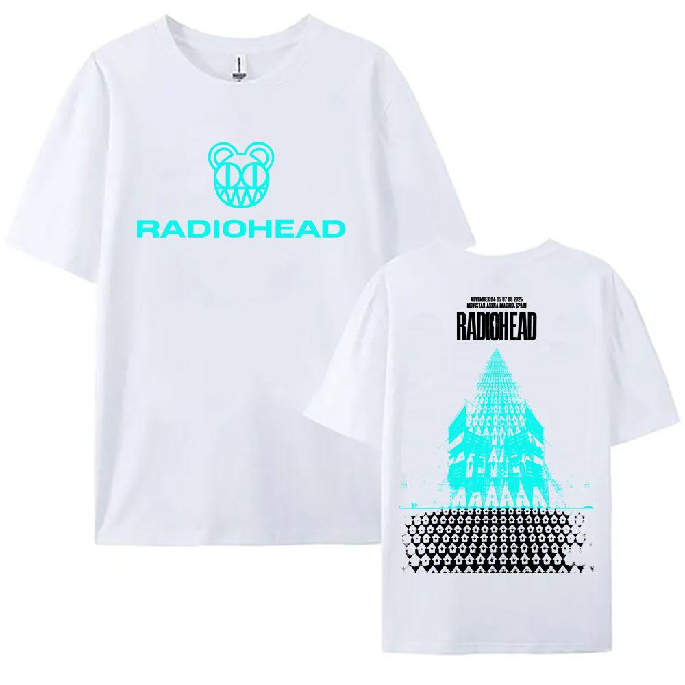 Футболки Rock Band Radiohead Tour 2025 Ноябрь Хлопок Мода Короткий Рукав Женская Футболка Повседневная Круглый Вырез Унисекс Уличная Одежда Футболки