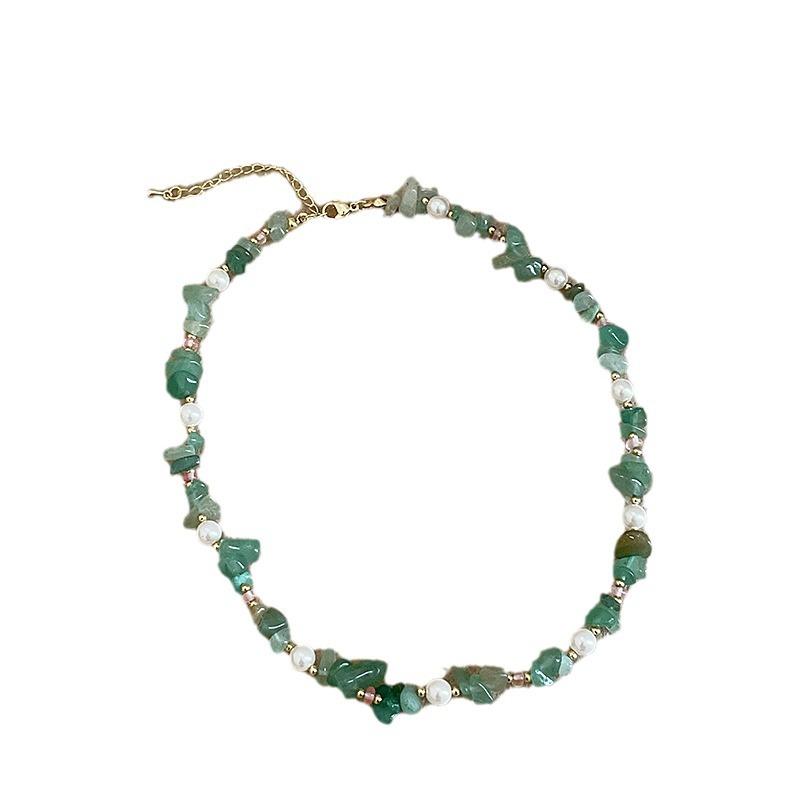 Маленькое свежее нерегулярное зеленое натуральное жемчужное ожерелье с бусинами, женская индивидуальная мода, универсальная цепочка на шею, цепочка на ключицу