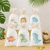 Large-size Roar Dinosaur Cotton Bag Happy 1st Birthday Party Decor Kids Favors Gift Bag Jungle Safari Baby Shower Boys Supplies