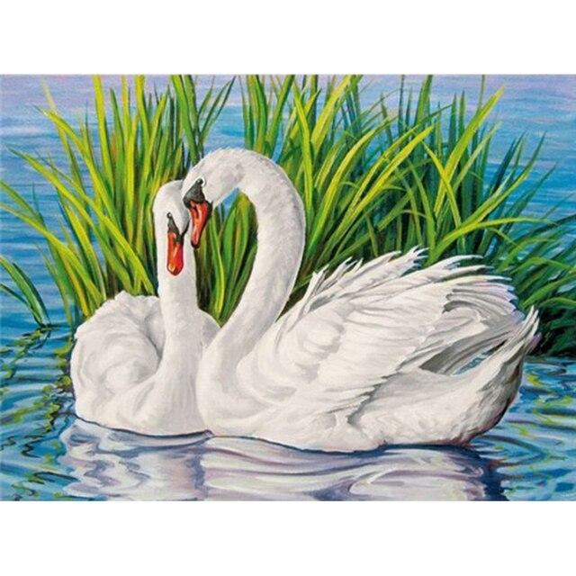 DIY 5D Diamond Painting White Swan Animal Diamond Mosaic Cross Stitch Kit Diamond Embroidery Wall Home Decoration Art