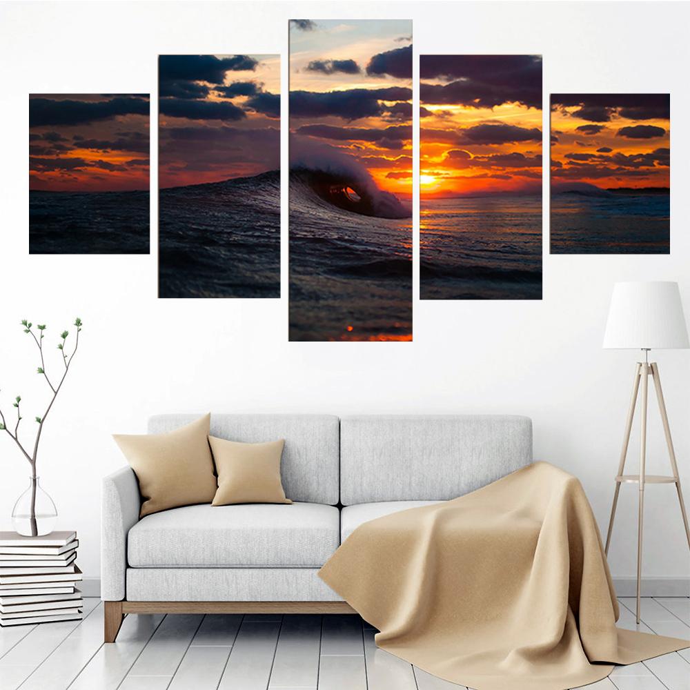 5 Pcs Sea Wave Modern Home Wall Art Canvas Painting HD Print Posters Wall Picture Wedding Room Decor