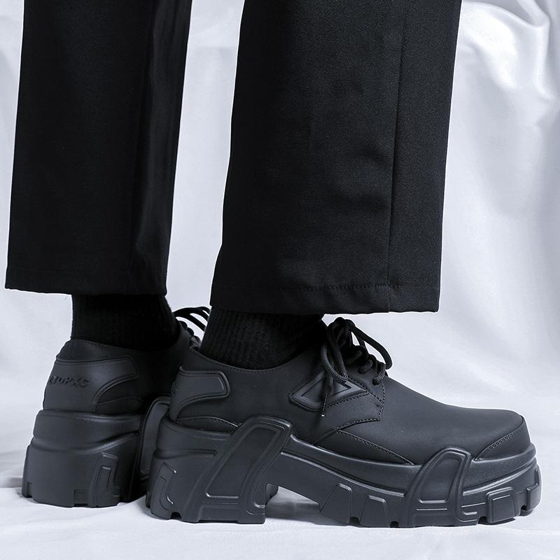 Модные мужские туфли с круглым носком, минималистичный модный и универсальный стиль, высококачественные мужские туфли на толстой подошве для вечеринок на открытом воздухе и повседневных прогулок