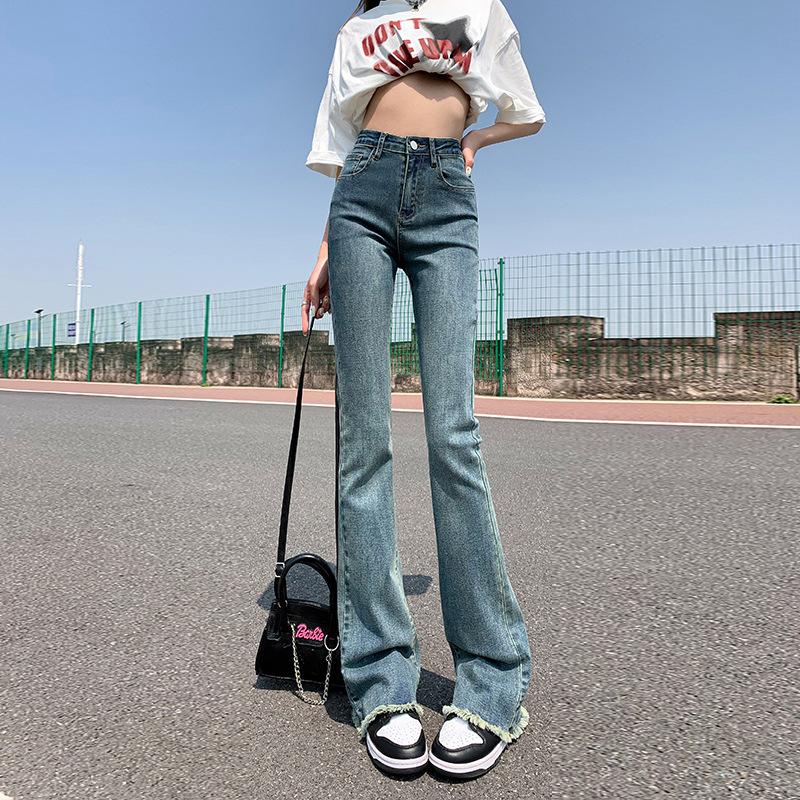 Женские осенние ретро-ностальгические джинсы Burrs Stretch Slim, женские осенние расклешенные брюки для женщин