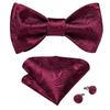 Wedding Bowtie Set for Men Adjustable Self Tied Bowtie Paisley Silk Bowtie Hanky Cufflink Set Dibangu