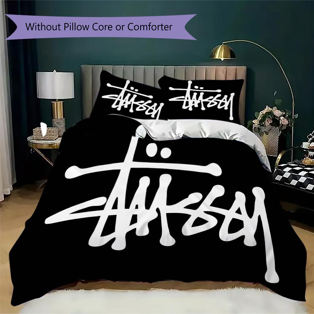 Fashion Logo Prints bedding, duvet cover and pillowcases, birthday gift (1 duvet cover + 2 pillowcases, pillow insert not included)JM073