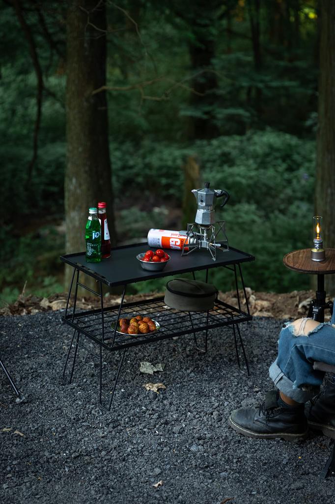 КЕМПИНГ MOON Полевой складной, изготовлен из черного покрытия, включает в себя корпус для хранения, 3 верхних пластины, стойка, стойка, сталь, сумка, T-230, шт./алюминий