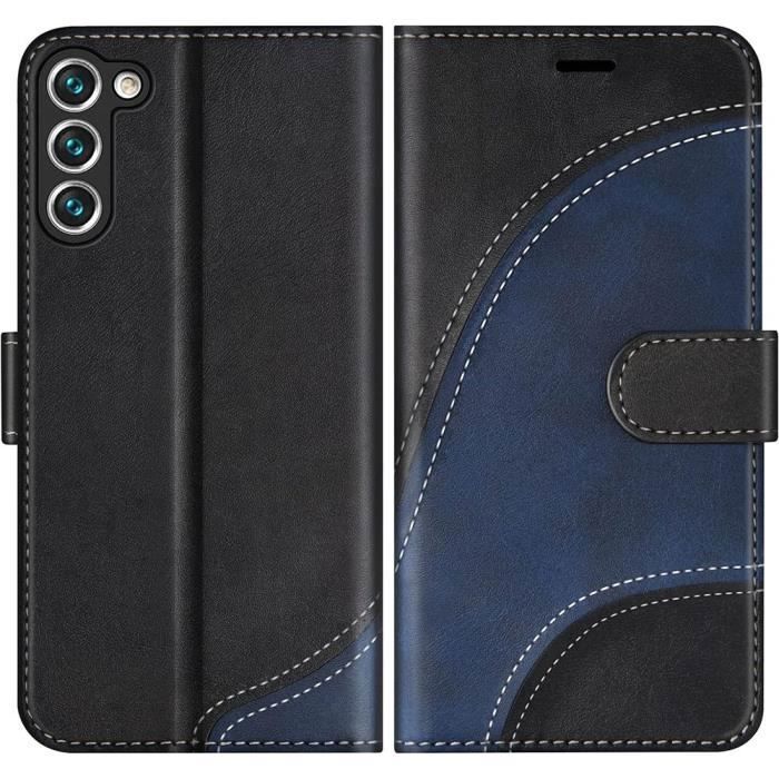 Coque pour Samsung Galaxy A52s 5G et A52 5G-4G - BOOLING - Motif vague - Noir - Cuir PU - 2 Verres Trempés