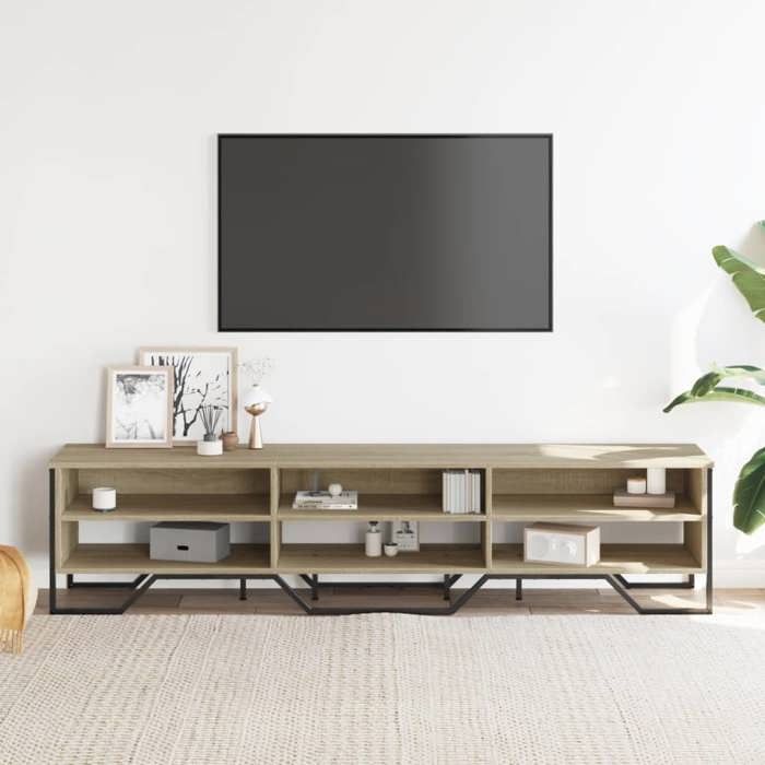 VidaXL Meuble TV chêne sonoma 180x34x41 cm bois d'ingénierie, support TV, buffet TV, meuble multimédia, banc TV, meuble 848575