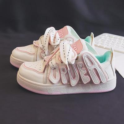 Женские кроссовки Sakura Pink & White 2024: Модная универсальная обувь на толстой подошве для создания уникального стиля. Модель Q001