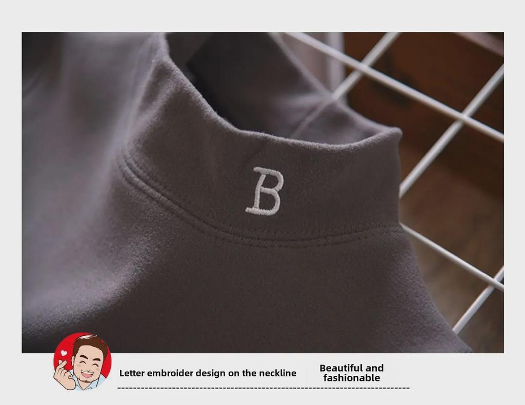 Теплая рубашка из бархата для мальчиков, осень-зима, с полувысоким воротником - утолщенная, однотонная