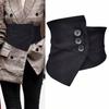 Wide Fabric Waist Belt With Adjustable Button Closure For Womens Fashion