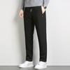 Winter Men Pants Thick Fleece Drawstring Elastic Waist Heat Retention Zipper Pockets Solid Color Warm Sport Travel Work Trousers