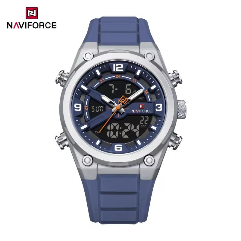 NAVIFORCE 9265 Роскошные Мужские Кварцевые Часы с Двойным Дисплеем Водонепроницаемые Мужские Силиконовые Часы на Руку Модный Спортивный Браслет Повседневные Reloj