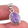 Natural Charoite Gemstone Handmade 925 Solid Sterling Silver Pendant 1.25'' w0A67