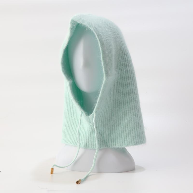 Вязаный шарф из кроличьей шерсти, шапка с капюшоном, женские кашемировые шапочки, теплая зимняя Балаклава унисекс, нагрудник для катания на лыжах, шерстяной чепчик на открытом воздухе, оптовая продажа