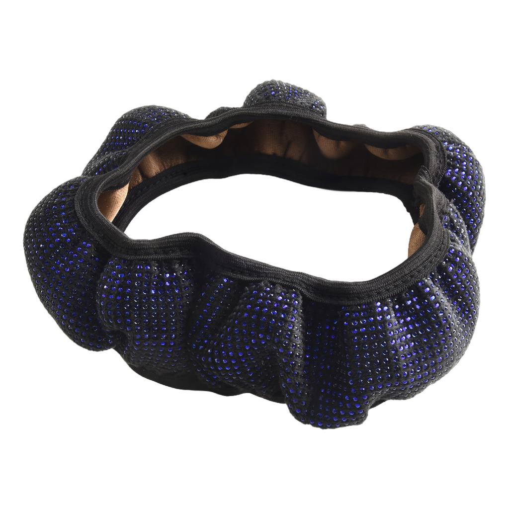 Car Steering Wheel Cover Fashion Rhinestone Upgrade 14.5-15\\\" Accessories Black Plush Bling Easy Installation