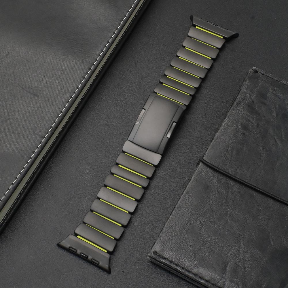 Титановый силиконовый ремешок для Apple Watch Ultra 3 2 49 мм Серии 11 10 46 мм Роскошный браслет для iwatch 9 8 7 6 5 SE 45 мм 44 мм Ремешок