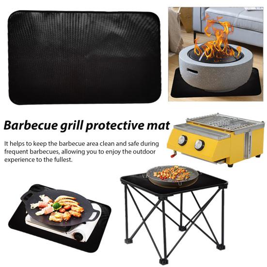 BBQ Fireproof Mat for Outdoor Grill Double-Sided Silicone Coating Waterproof