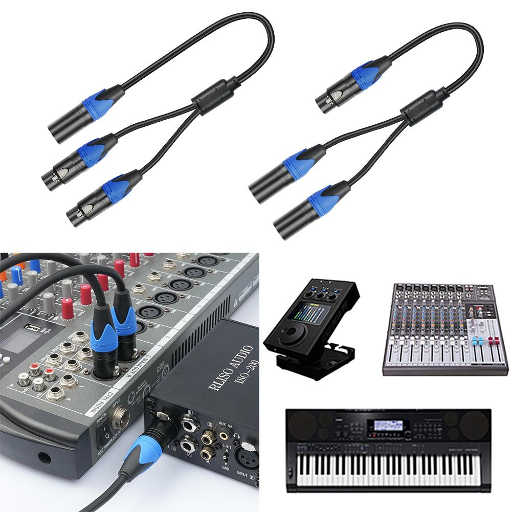50cm 1 XLR Female To 2 XLR Male XLR Y Splitter Cable XLR Female To Dual XLR Male Y Splitter Mic Cable Microphone Splitter Cord