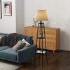 Floor Lamp 2 Storage Shelves E27 Socket 40 W Pull Switch Fabric Lampshade 42 x 42 x 166 cm Black Brown