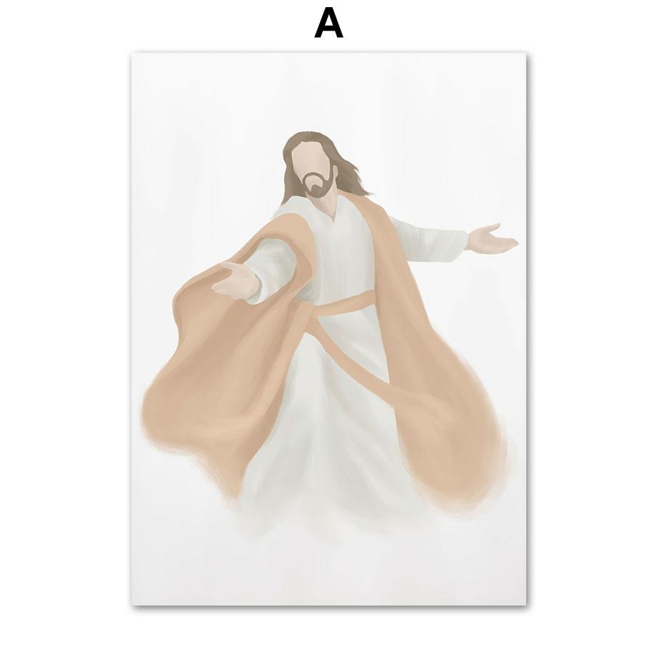 Настенные художественные принты, картина на холсте, портрет Иисуса Христа, Дева Мария, акварель, плакат на скандинавскую тему, настенные панно для декора гостиной