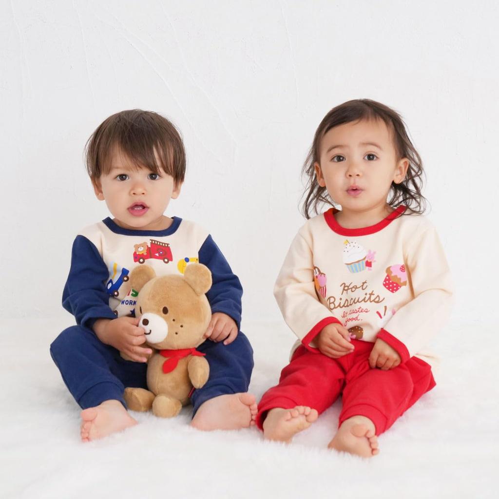 MIKIHOUSE HOT BISCUITS Loungewear for Boys and Girls, Red, Size 100cm, 73-7302-497