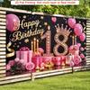 2D Элегантный Черно-Розовый Фон для Фотосессии на 18-летие со Подарочными Коробками