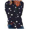 Женская мода с капюшоном и звездным принтом в стиле пэчворк, топы с длинными рукавами, блузка, толстовка