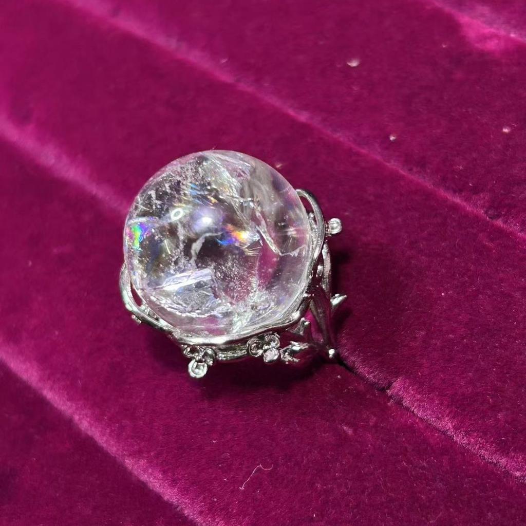 Кольцо из натурального радужного белого кристалла Натуральный кристалл Белый кристалл Подарок