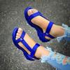 Casual and Comfortable All-match Hollow Elastic Band Buckle Trifle Bottom Women's Sandals Solid Color Plus Size Women's Sandals