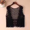 Women Summer Vest Hollow Out Retro Knitted Crochet Sleeveless Loose Solid Color Open Stitch Thin Cardigan Daily Outwear Coat Top