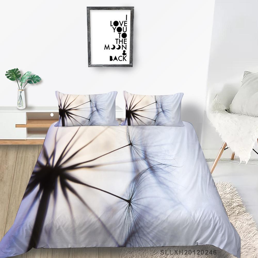 Постельное белье с 3D принтом одуванчика, односпальная двуспальная кровать, полноразмерная наволочка с растительным узором и пододеяльник 2 или 3, удобное украшение для дома