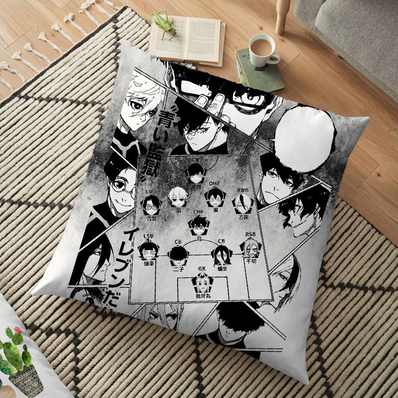 Наволочка с квадратным рисунком аниме «Blue Lock» с принтом «Isagi Yoichi Nagi Seishiro», мягкая, дышащая, для декора спальни, для фанатов