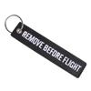 Remove Before Flights Key Chain Luggages Label Polyester Embroidery Chain Keychain For Aviations Gifts