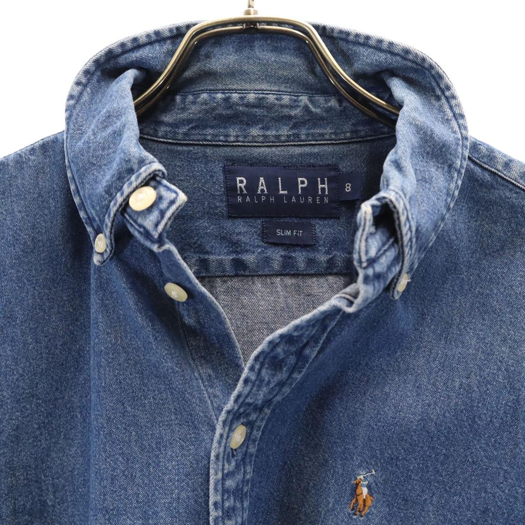 RALPH RALPH LAUREN Long sleeve Dungaree denim Button down shirt 8 Kid's Used