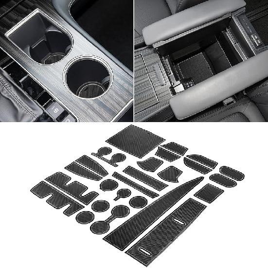 SENSHINE Cup Holder Ert For Toyota Sienna Accessories 2024 Center Console Liner Door Pocket Non-Slip Anti Dust Pad Premium Interior 25Pcs Set